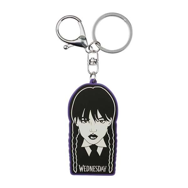 Karactermania - Porte-clés Wednesday Addams en tresse PVC souple avec anneau métallique, dimensions 6 x 1 x 10 cm