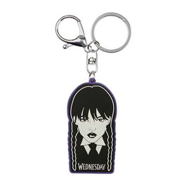 Karactermania - Porte-clés Wednesday Addams en tresse PVC souple avec anneau métallique, dimensions 6 x 1 x 10 cm