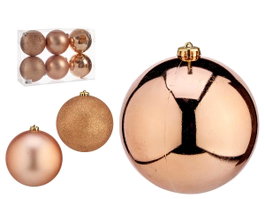 Krist+ Lot de 6 Boules de Noël Cuivre 15 cm Plastique (Set de 4)