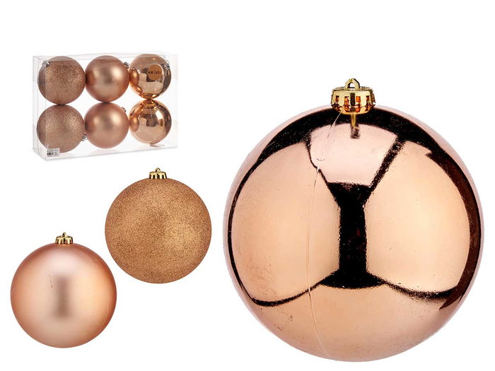Krist+ Lot de 6 Boules de Noël Cuivre 15 cm Plastique (Set de 4) Krist+ Lot de 6 Boules de Noël Cuivre 15 cm Plastique (Set de 4)