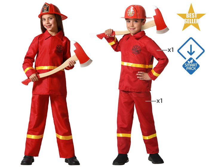 Déguisement de pompier pour enfant rouge (2 pièces) Déguisement de pompier pour enfant rouge (2 pièces)