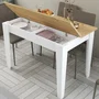 KIEVA Table de cuisine rectangulaire avec rangement, 110 x 75 x 72 cm - Blanc / Chene - 4/6 personnes - en Melamine 18 mm, design moderne et contemporain