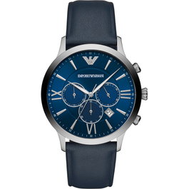 Armani AR11226 avec cadran bleu et bracelet en cuir bleu