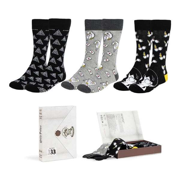Cerdá Pack de 3 paires de chaussettes Harry Potter T3845 - Taille unique 38/45
