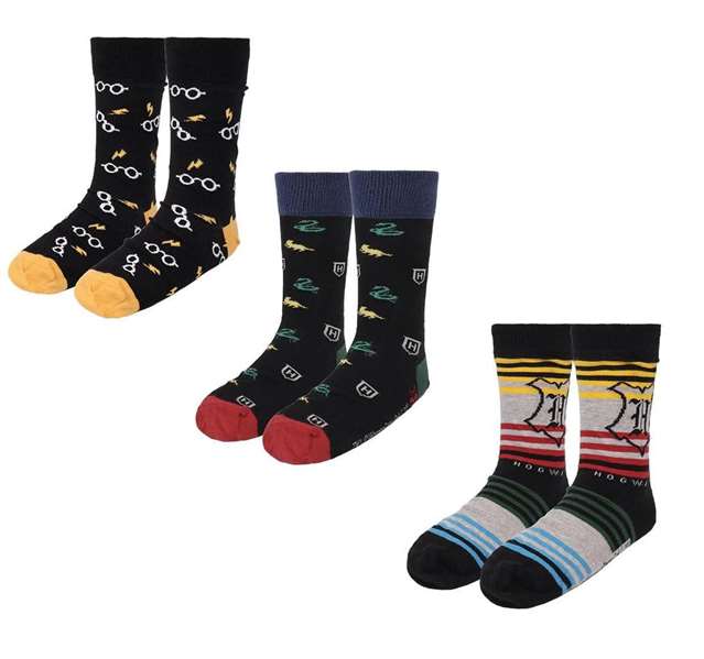 Cerdá Pack de 3 paires de chaussettes Harry Potter T3845 - Taille unique 38/45