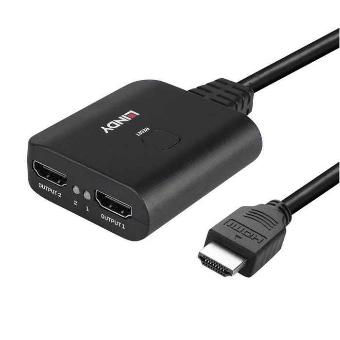 Lindy Câble Splitter HDMI 4K60 2 Ports - Distribution HDMI 2.0 18G avec Résolution 4K à 60 Hz HDR HDCP 2.2 pour Affichage Double