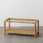 Table Basse Beige Verre Rotin 90 x 40 x 42 cm