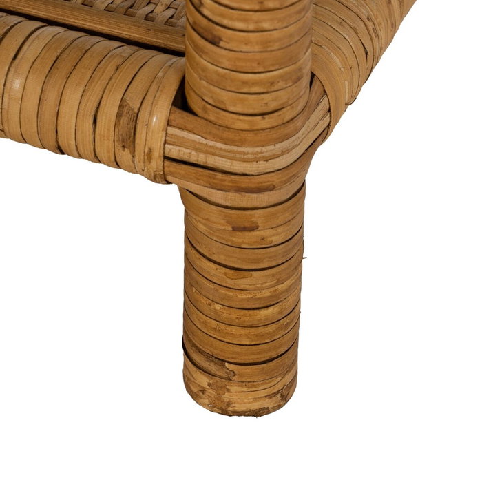 Table Basse Beige Verre Rotin 90 x 40 x 42 cm