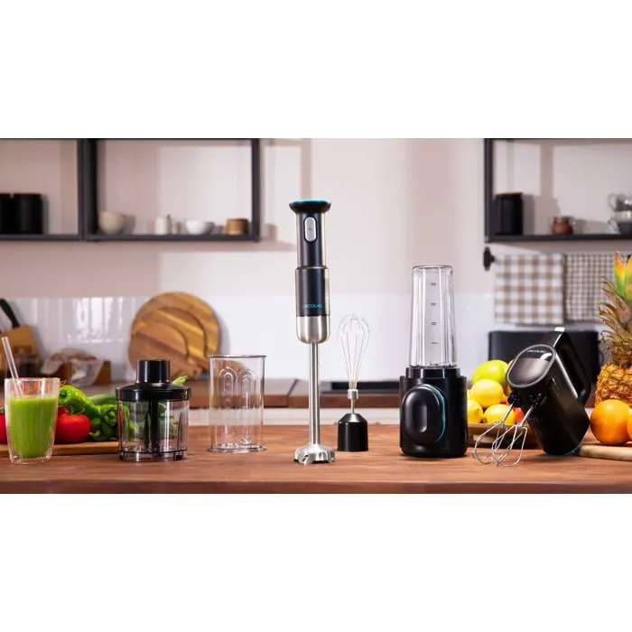 Cecotec BlendGo Pack - Mixeur plongeant, blender portatif et batteur sans fil - Noir