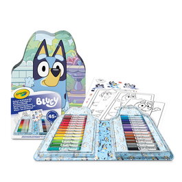 Crayola - Maletin de Coloriage Bluey 45 Piezas - Coffret avec 26 Mini Feutres, 20 Pages et Autocollants - Licence Officielle - Version Espagnole