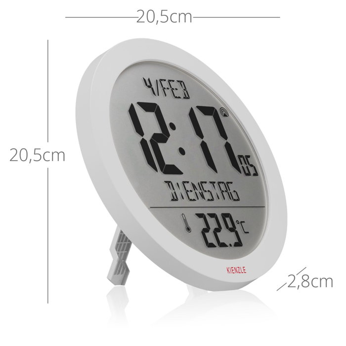 Kienzle Horloge murale DCF avec affichage de la température ambiante, blanc