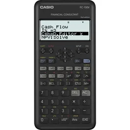 Casio FC-100V Calculatrice financière - Noir - Écran 4 lignes - Intérêts simples/compostés - Amortissements - Analyse de flux de trésorerie