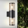 Brilliant SERGIORO Applique extérieure noire dépolie 2x E27 20W