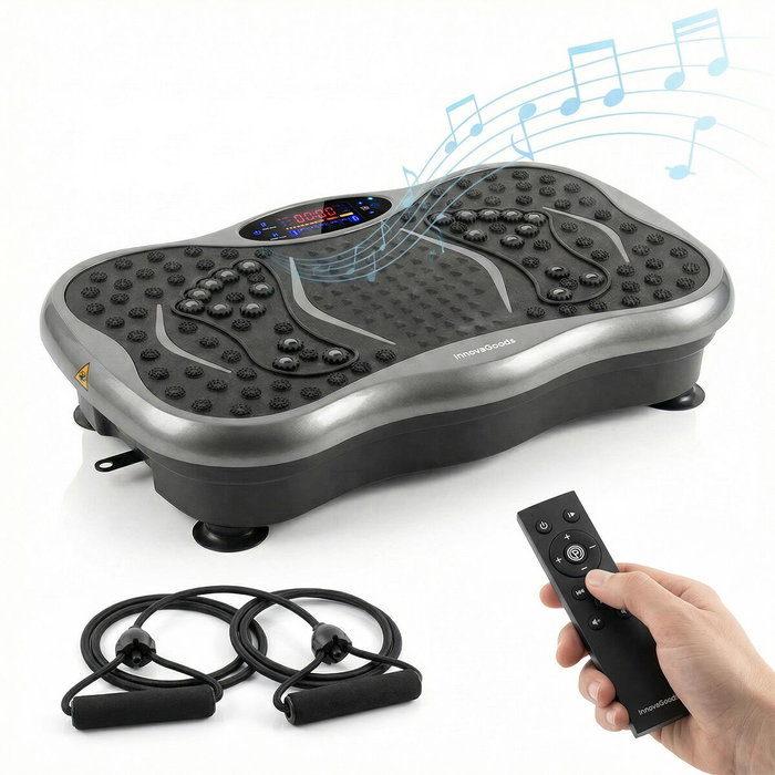 Pack Plateforme Vibrante avec Haut-parleur, Bandes de Résistance, Télécommande et Ceinture Sauna InnovaGoods