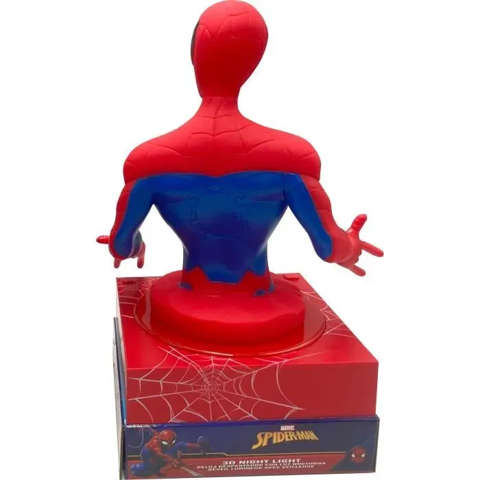 Kids Licensing Réveil Lampe Veilleuse 3D Spiderman Figurine LED avec 2 Piles AA - Modèle SPD3621