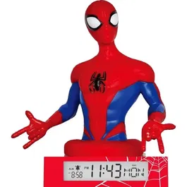 Kids Licensing Réveil Lampe Veilleuse 3D Spiderman Figurine LED avec 2 Piles AA - Modèle SPD3621