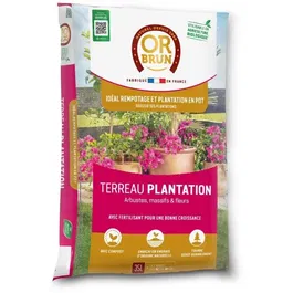 Or Brun OBRTPLAN35N - Terreau pour plantations, enrichi en nutriments, pour une croissance vigoureuse, sac de 35 L