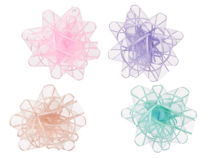 Pincello PVC 24 Pièces Visillo Boucles Pastel Couleurs Vert Bleu Violet Rose 7,5 cm (Set de 12)