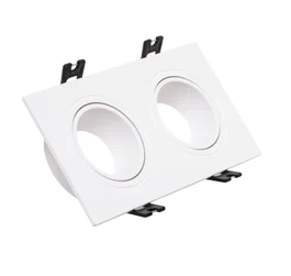 Plafonnier Encastrable Rectangulaire Blanc pour 2 Ampoules GU10 en Polycarbonate
