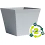 Garden Id Pot Carré Green Care Impact Bleu-Gris 29 x 26 cm - Résistant aux UV et au Gel, 100% Recyclé, Garantie 10 Ans - Pour Intérieur et Extérieur