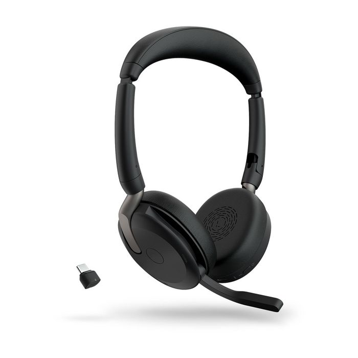 Jabra Evolve2 65 Flex - Casque sans fil professionnel pliable avec ANC hybride, micro ClearVoice et double connectivité pour réunions