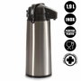Kinvara Thermos à Robinet en Acier Inoxydable 1,9 L Argent et Noir 17 x 35,5 x 13,5 cm (Set de 4)