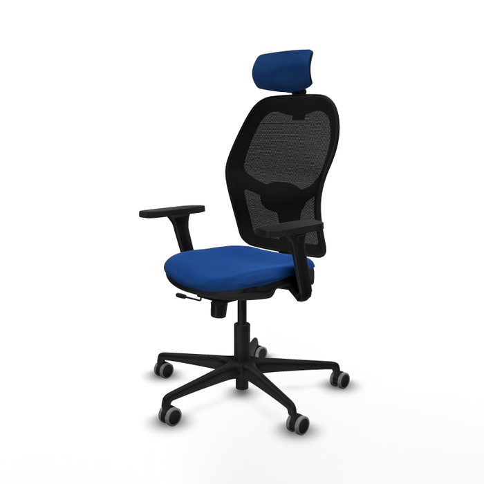 Piqueras Y Crespo Chaise de bureau Jorquera, Assise Bleue et Dossier Noir, Accoudoirs 3D, Sincro/Traslack