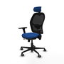 Piqueras Y Crespo Chaise de bureau Jorquera, Assise Bleue et Dossier Noir, Accoudoirs 3D, Sincro/Traslack