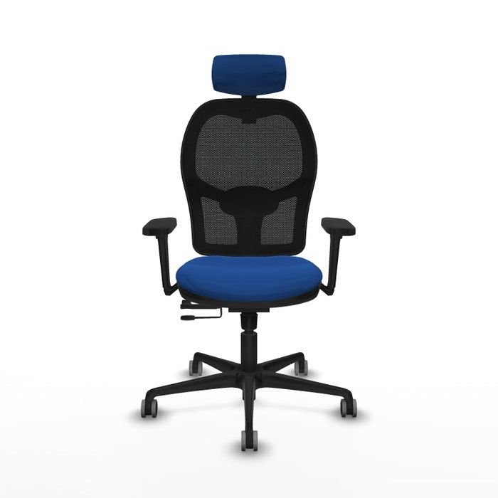 Piqueras Y Crespo Chaise de bureau Jorquera, Assise Bleue et Dossier Noir, Accoudoirs 3D, Sincro/Traslack
