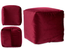 GIFTDECOR Lot de 4 Poufs Carrés en Velours Granate 30x30cm