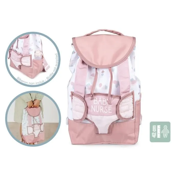Smoby - Sac à dos Baby Nurse avec porte-bébé intégré et porte-biberon pour enfant, rangement pour poupon et accessoires