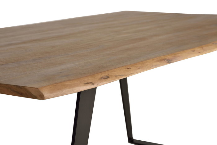 GINER Y COLOMER - Table de Salle à Manger en Bois d'Acacia Naturel avec Pieds en Métal Noir - 205 x 100 x 76 cm