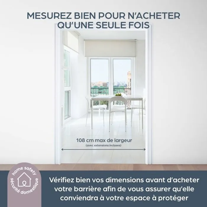 Dreambaby - Barrière de sécurité pour portes et escaliers, modèle Ava, montage par pression pour 75-108 cm, 76 cm hauteur avec fonction ouverture permanente