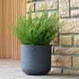 Eda Pot de fleurs rond Volcania Up, 32.5 L, design pierre, intérieur/extérieur, diamètre 38.5 cm x hauteur 36.8 cm, gris anthracite, Origine France Garantie