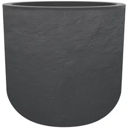 Eda Pot de fleurs rond Volcania Up, 32.5 L, design pierre, intérieur/extérieur, diamètre 38.5 cm x hauteur 36.8 cm, gris anthracite, Origine France Garantie