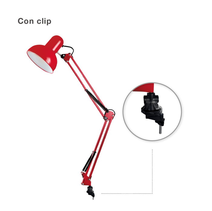 GSC Evolution Flexo de bureau avec clip rouge E27 40W