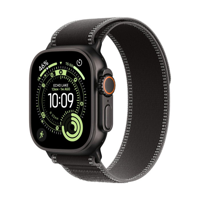 Apple Watch Ultra 3 GPS + Cellular - Boîtier Black Titanium - Bracelet Black/Charcoal Trail Loop - S/M