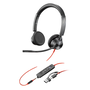 Poly Blackwire 3325 Casque stéréo USB-C, Jack 3,5 mm et Adaptateur USB-A, Certifié Microsoft Teams, Noir
