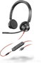 Poly Blackwire 3325 Casque stéréo USB-C, Jack 3,5 mm et Adaptateur USB-A, Certifié Microsoft Teams, Noir