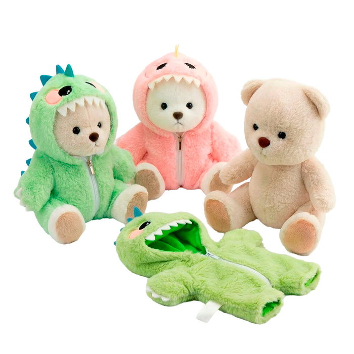 TOYS REVOLUTION Peluche Ours Lofy 30cm avec Déguisement à Fermeture Éclair Interchangeable - Compagnon en Peluche
