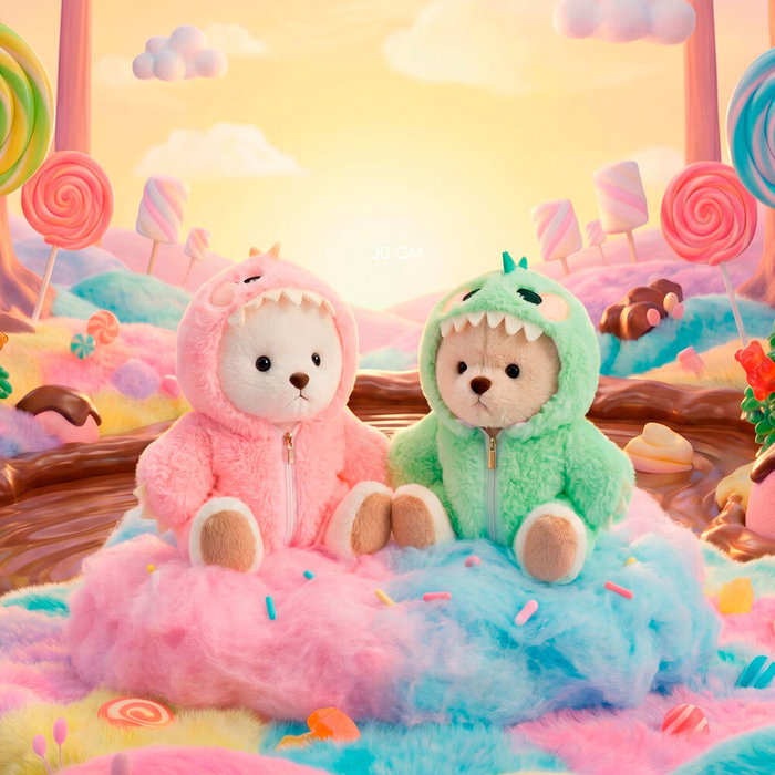 TOYS REVOLUTION Peluche Ours Lofy 30cm avec Déguisement à Fermeture Éclair Interchangeable - Compagnon en Peluche