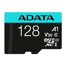 Adata AUSDX128GUI3V30SA2 Carte Mémoire Micro SDXC 128GB UHS-I U3 Classe 10 + Adaptateur