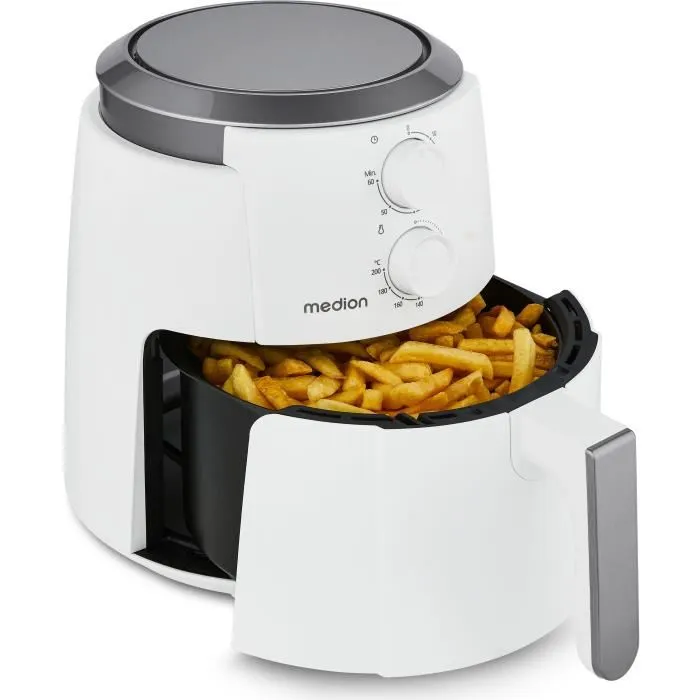 Medion MD13020 Friteuse à air chaud Airfryer 4.7 L 1500 Watts Minuterie 60 min Température 80-200°C Blanc
