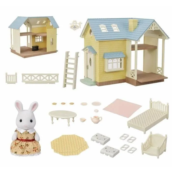 Sylvanian Families - Coffret Le cottage au toit bleu 5671 - Maison de poupée avec mobilier et figurine - Jeu d'imagination pour enfant 5 ans et plus Sylvanian Families - Coffret Le cottage au toit bleu 5671 - Maison de poupée avec mobilier et figurine - Jeu d'imagination pour enfant 5 ans et plus
