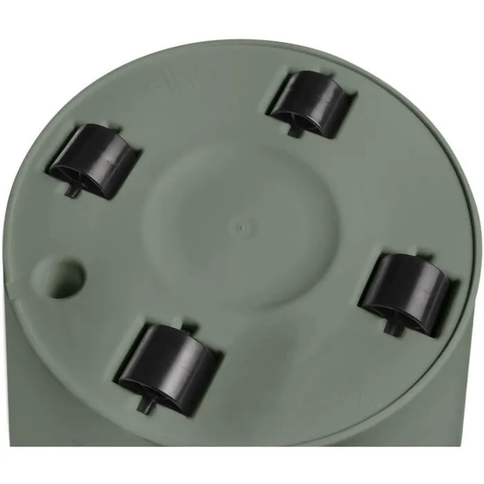 Elho Pot de fleurs rond Loft Urban, vert, Ø38,5 x H35,3 cm, réservoir d'eau intégré et roulettes, pour balcon, jardin ou terrasse
