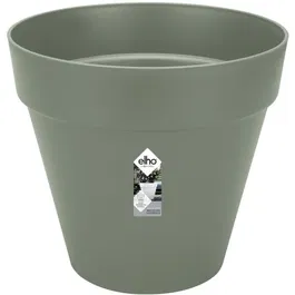 Elho Pot de fleurs rond Loft Urban, vert, Ø38,5 x H35,3 cm, réservoir d'eau intégré et roulettes, pour balcon, jardin ou terrasse