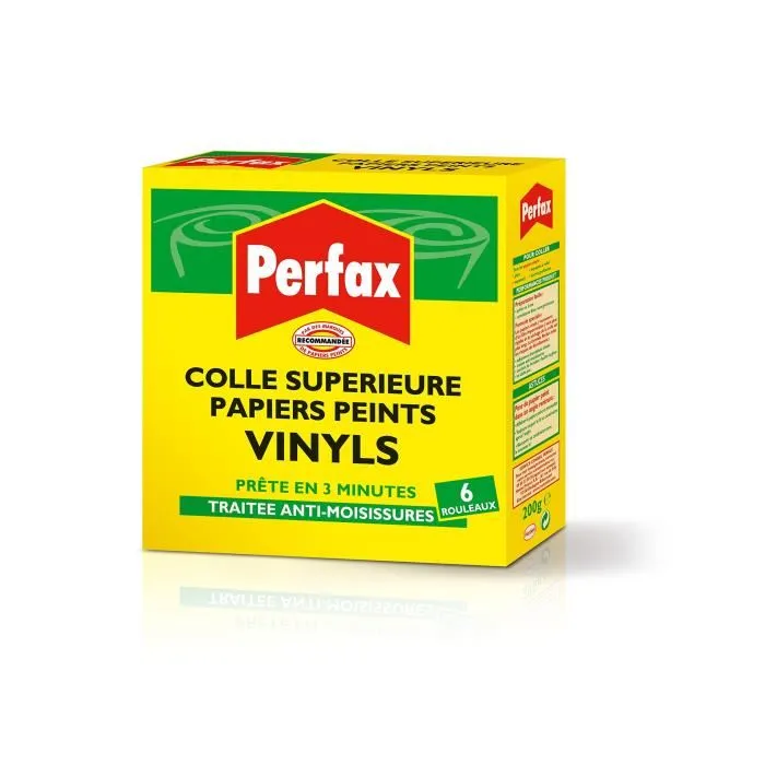 Perfax Colle pour papier peint Vinyl 200gr - Pour papiers plats, expansés, à relief et encres gonflantes - Prête en 3 minutes
