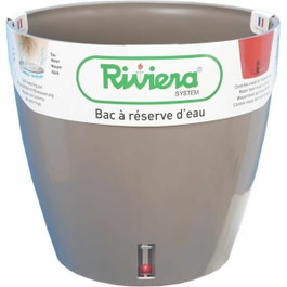 Riviera Pot de fleurs EVA NEW ROND Taupe avec réserve d'eau