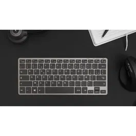Bluestork MINI R Clavier Sans Fil Compact Rechargeable avec Touches Multimédias, Silencieux, Design Gris/Noir