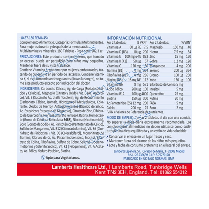 LAMBERTS FEMA 45+ 180 comprimés